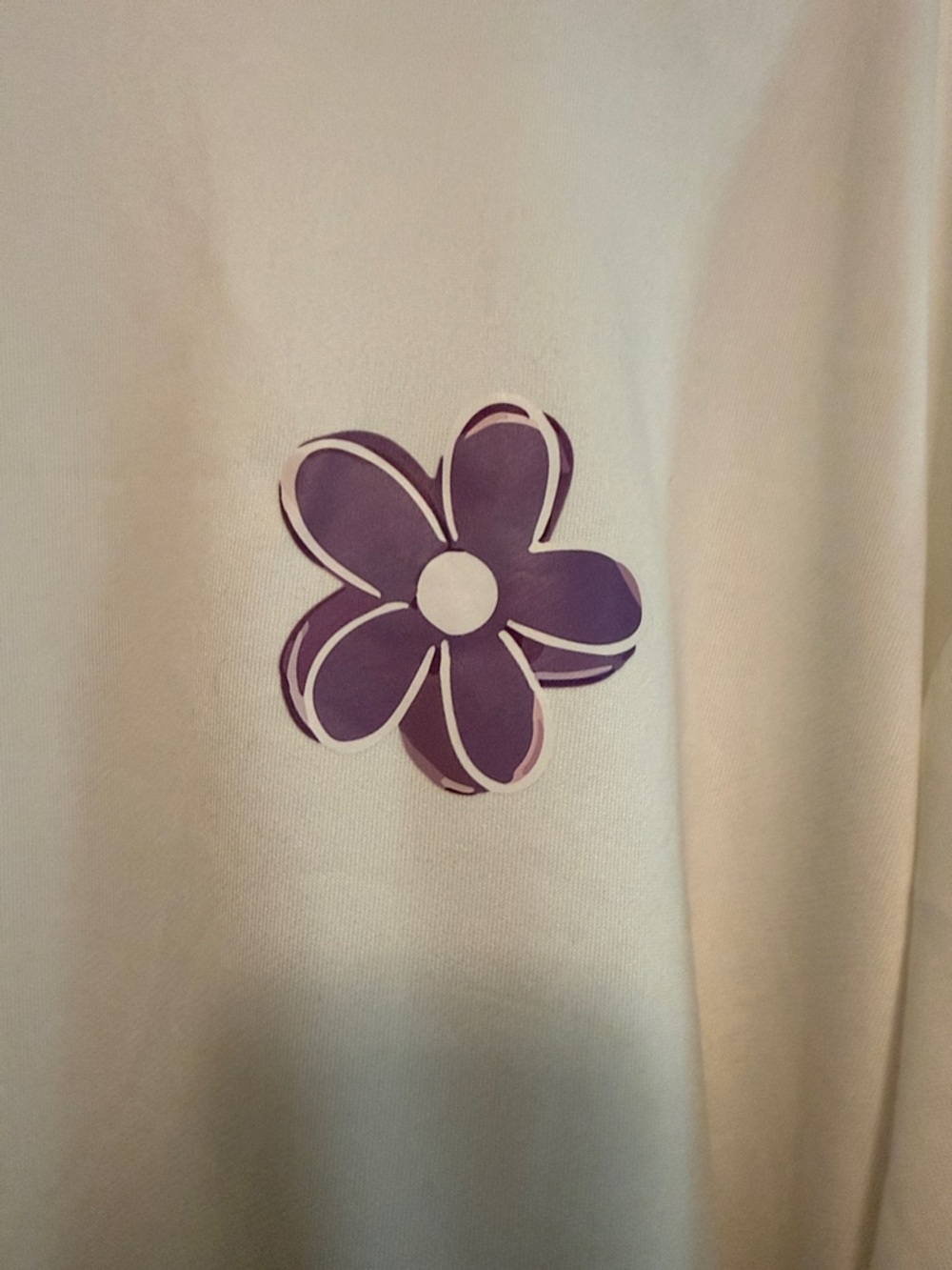 Unbranded White Crewneck Sweatshirt with Purple Flower - Picture 2 of 3